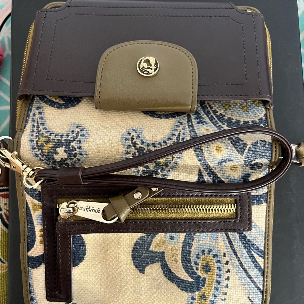 Spartina Stylish Brown and Blue Patterned Women's Bag fabulous condition